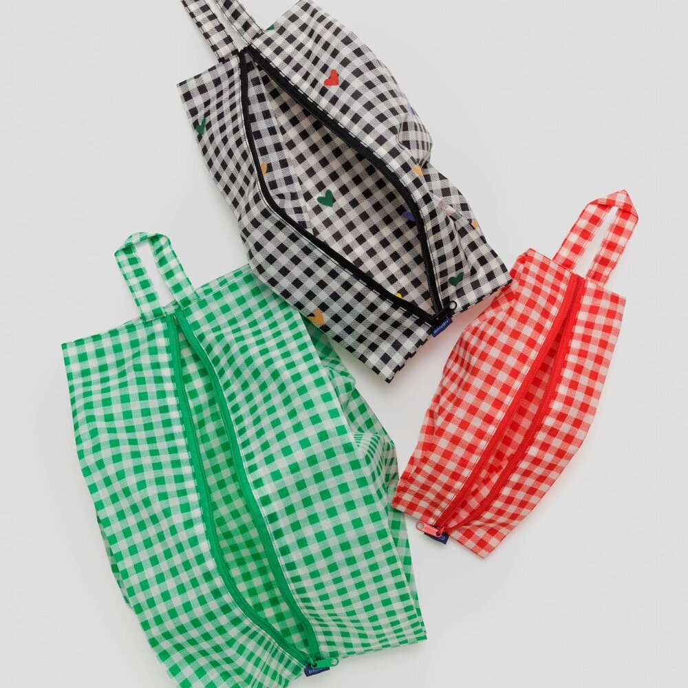 NWT Baggu 3D Zip Set - Gingham (Red Gingham, Gingham Hearts, Green Gingham) - Picture 4 of 7